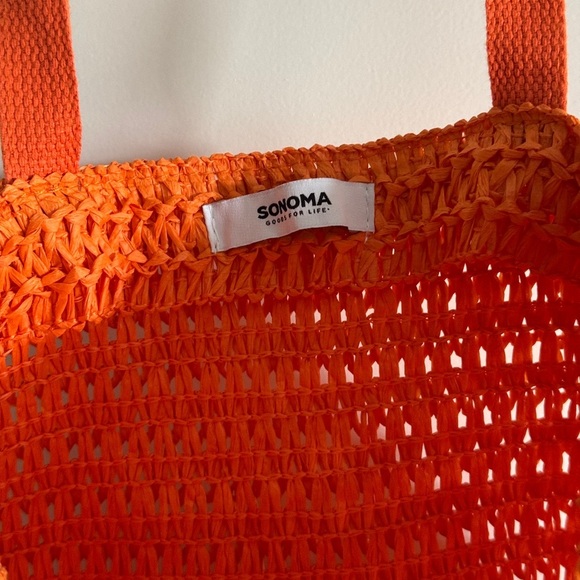 Soma Orange Crochet beach bag Tote with Yellow Sunshine - Picture 10 of 10